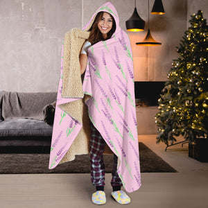 Lavender Pattern Pink Background Hooded Blanket