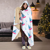 Sailboat Anchor Pattern Hooded Blanket