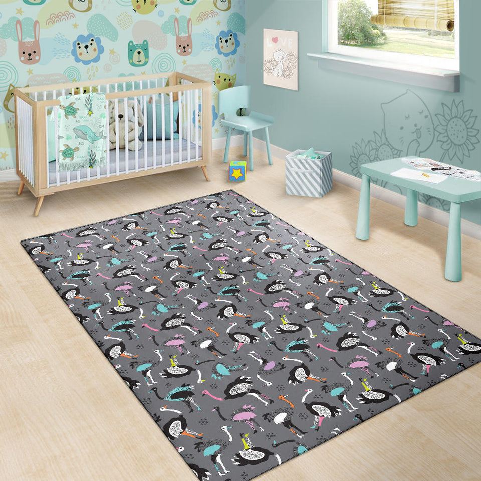 Ostrich Pattern Print Design 01 Area Rug