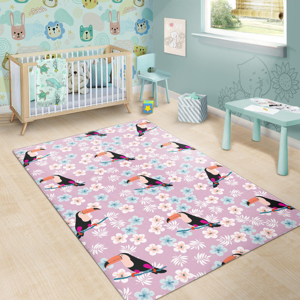 Beautiful Toucan Flower Leaves Area Rug