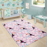 Beautiful Toucan Flower Leaves Area Rug