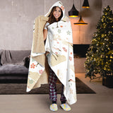 Beautiful Japanese Cranes Pattern Hooded Blanket