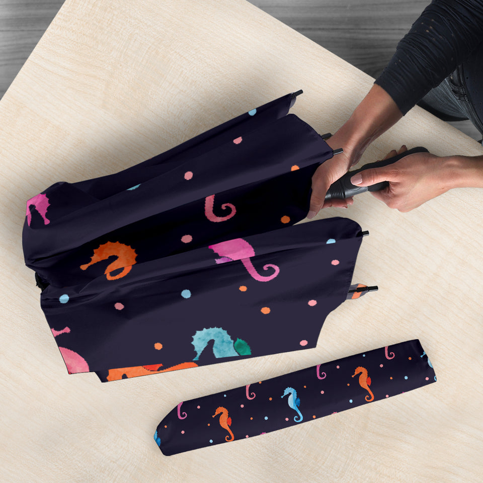 Watercolor Colorful Seahorse Pattern Umbrella