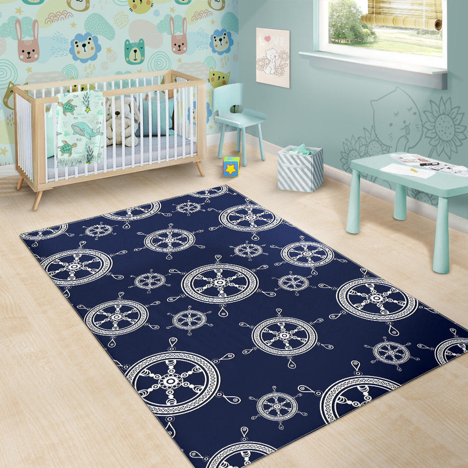 Nautical Steering Wheel Design Pattern Area Rug