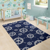 Nautical Steering Wheel Design Pattern Area Rug
