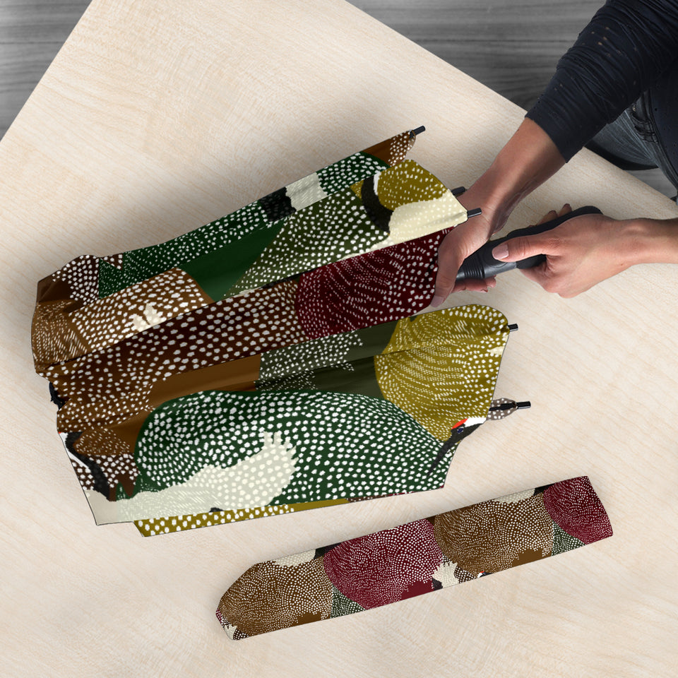 Japanese Cranes Flying Forest Dot Pattern Umbrella