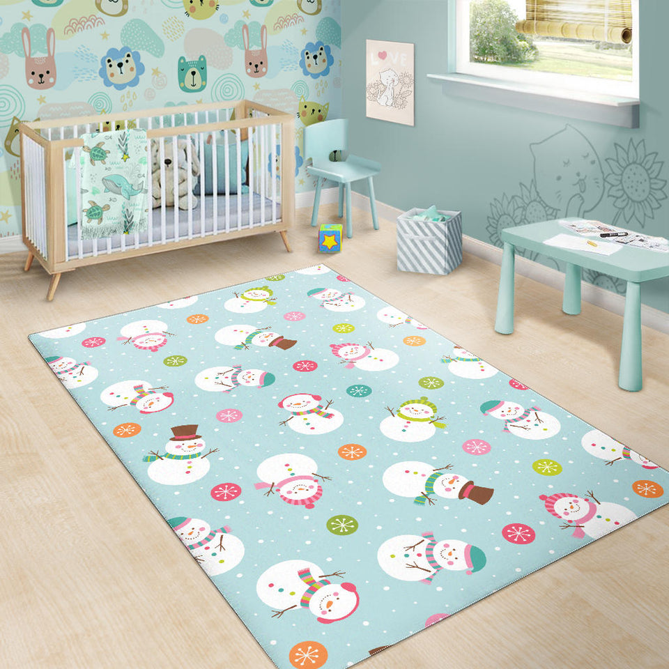 Cute Snowman Snowflake Pattern Area Rug