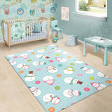 Cute Snowman Snowflake Pattern Area Rug