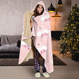 White Swan And Flower Love Pattern Hooded Blanket