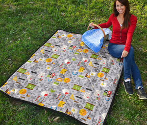 Math Pattern Print Design 04 Premium Quilt