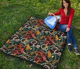 Colorful Snake Plant Pattern Premium Quilt