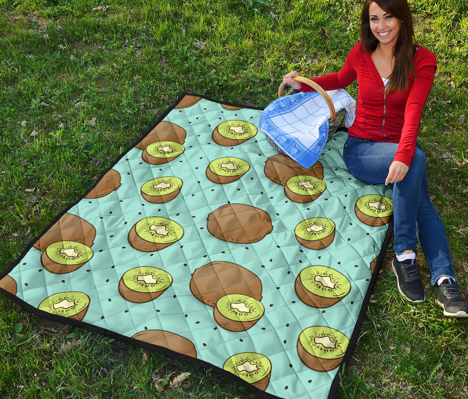 Kiwi Blue Background Premium Quilt