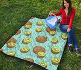 Kiwi Blue Background Premium Quilt