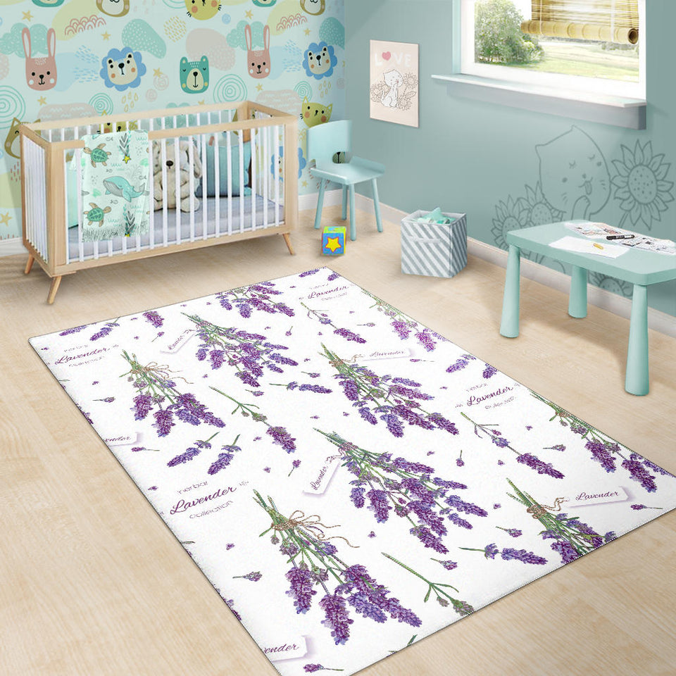 Lavender Flower Design Pattern Area Rug