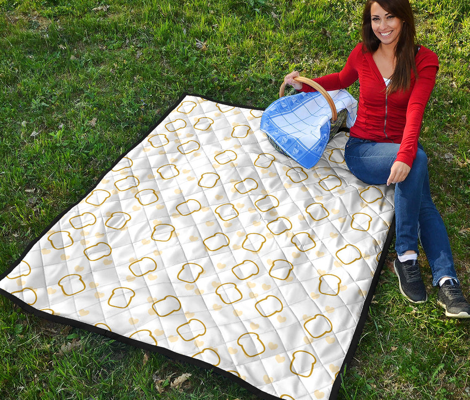 Bread Toast Pattern Print Design 01 Premium Quilt