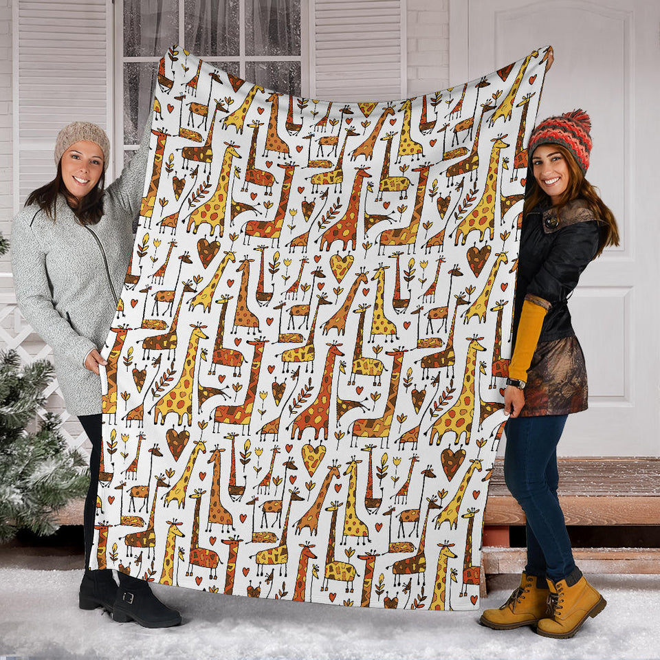 Giraffe Pattern Print Design 04 Premium Blanket