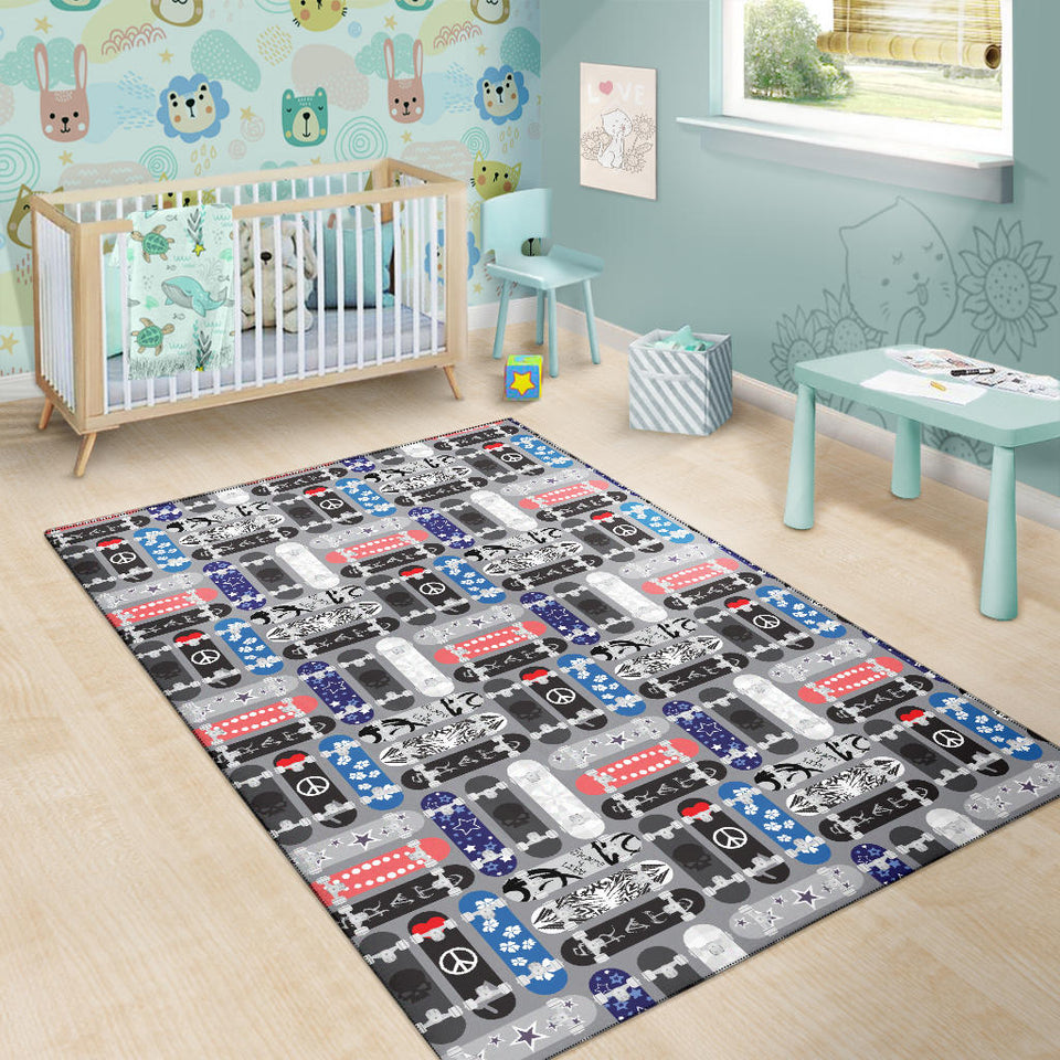 Skate Board Pattern Print Design 04 Area Rug