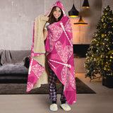 Beautiful Dragonfly Pink Background Hooded Blanket