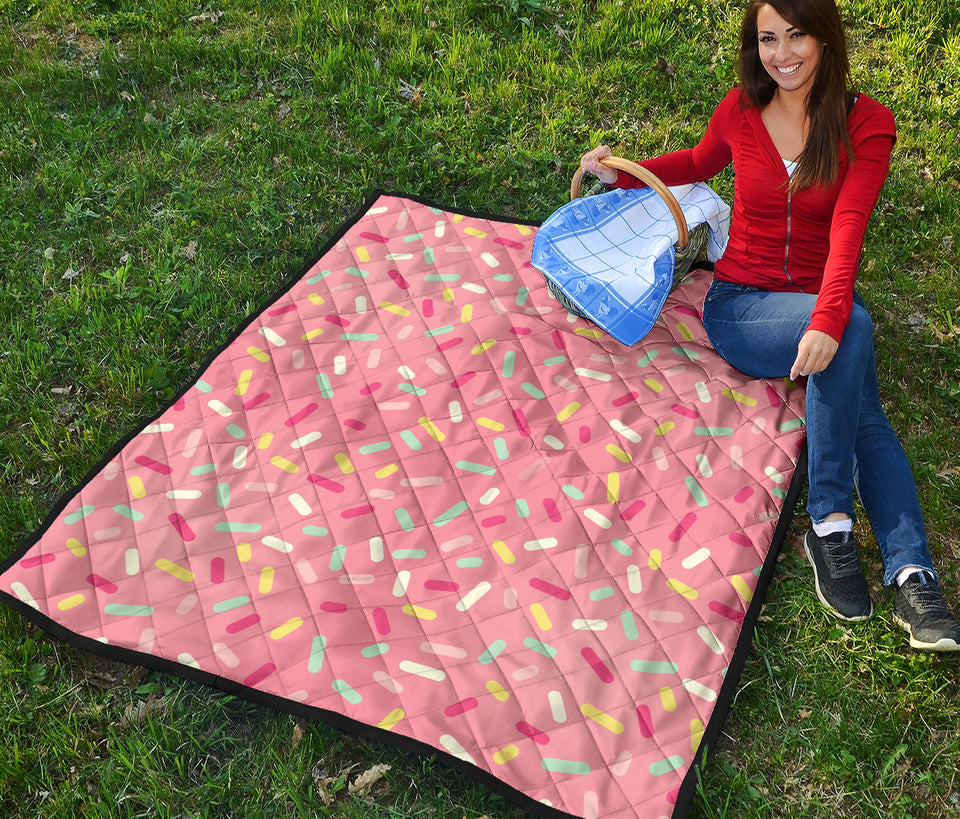 Pink Donut Glaze Candy Pattern Premium Quilt