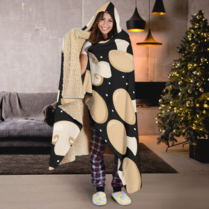 Champignon Mushroom Pattern Hooded Blanket