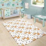 Cute Corgi Heart Star Bone Pattern Area Rug
