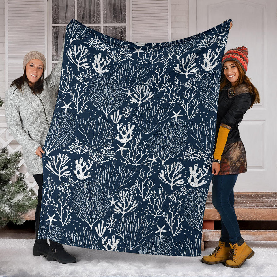 Coral Reef Pattern Print Design 05 Premium Blanket