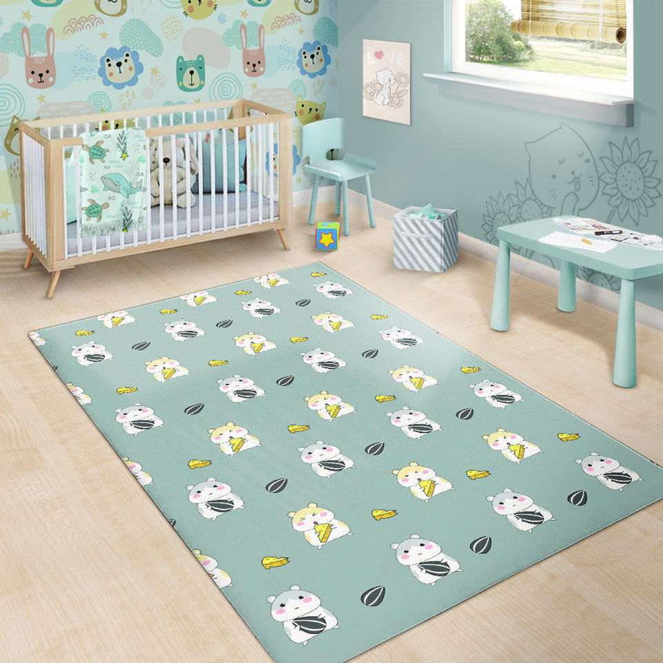 Cute Hamster Cheese Pattern Area Rug