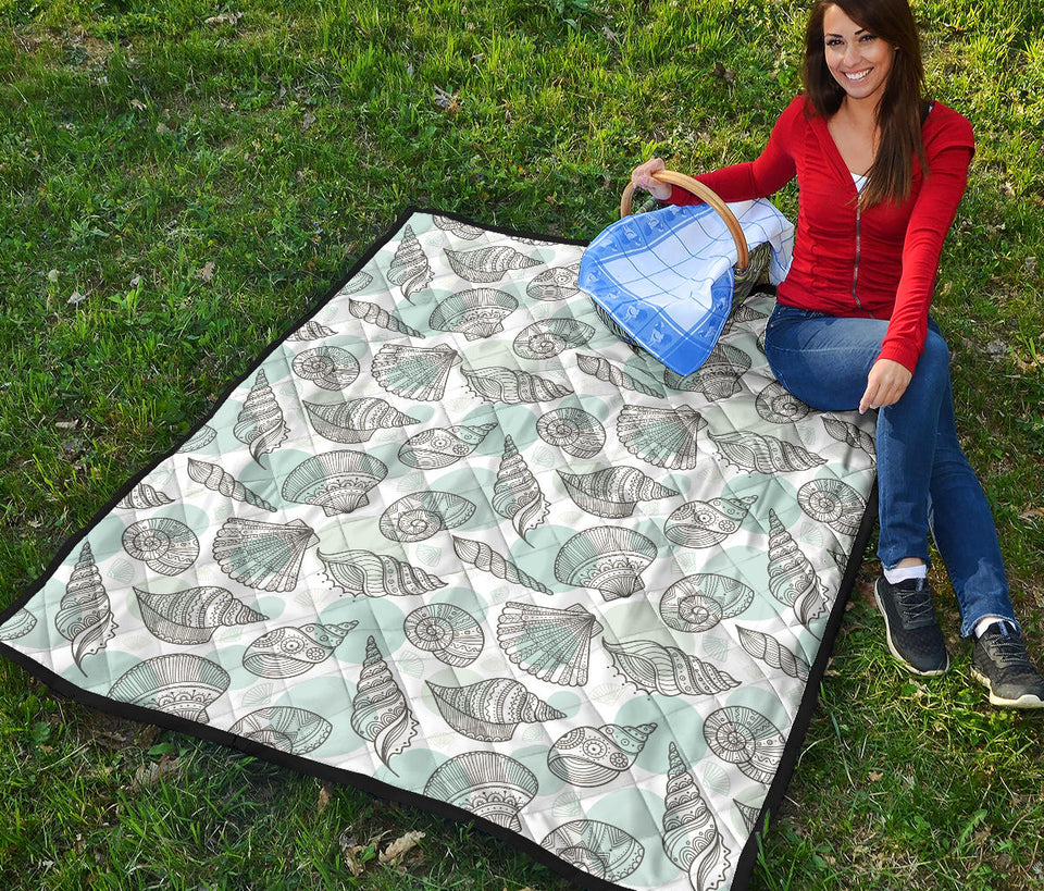 Shell Polynesian Tribal  Premium Quilt