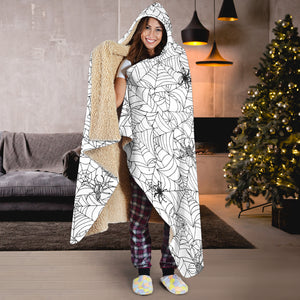 Spider Web Cobweb Pattern Hooded Blanket
