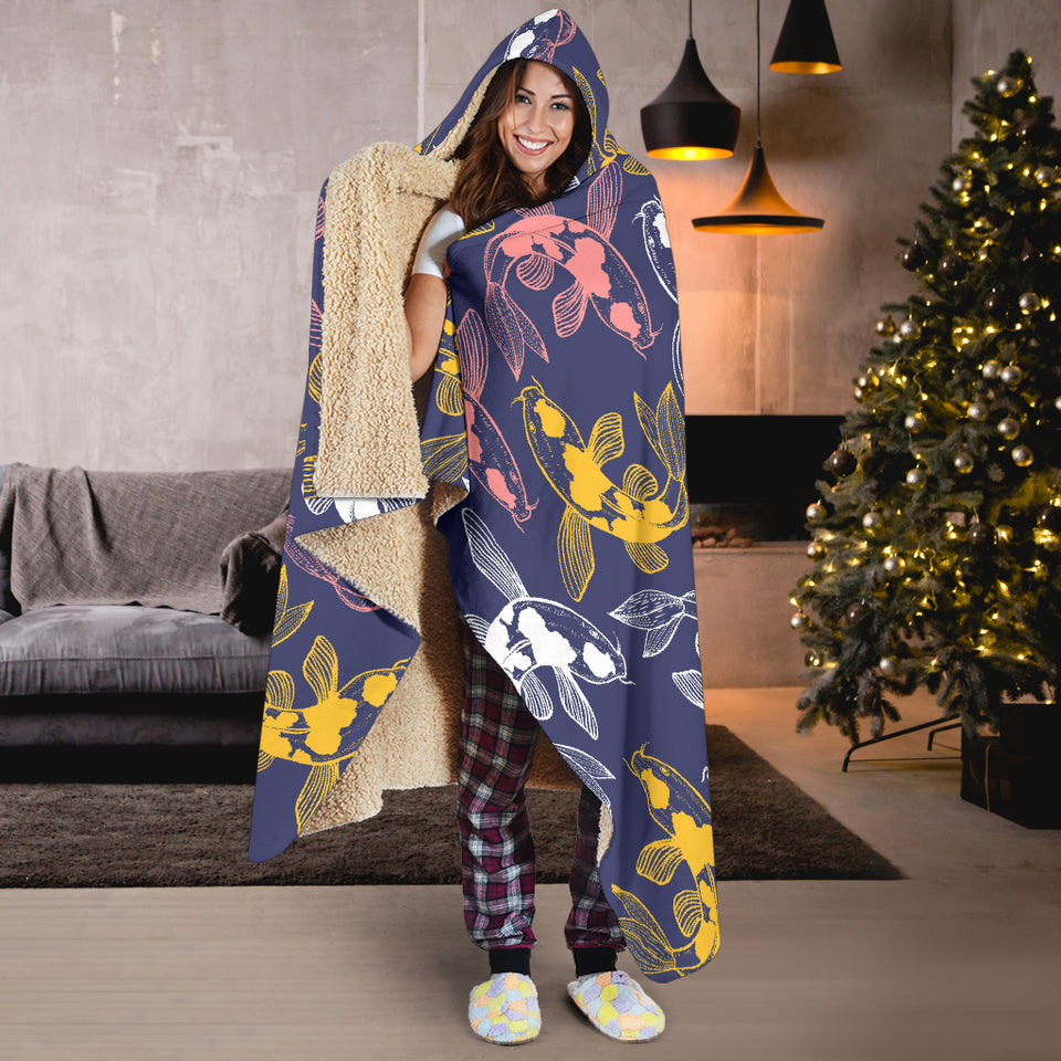 Koi Fish Carp Fish Pattern Hooded Blanket