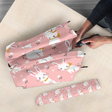 Cute White Rabbit Flower Pink Background Umbrella