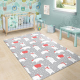 Cute Polar Bear Christmas Snow Pattern Area Rug