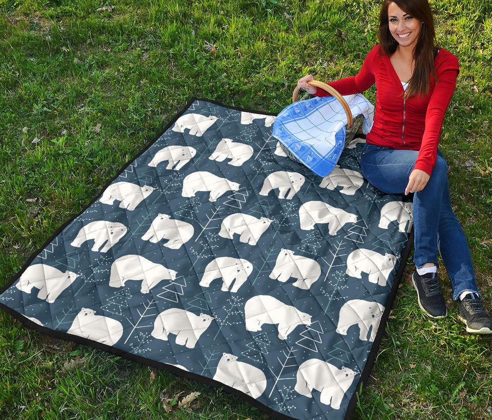Polar Bear Mother Her Child Pattern Premium Quilt