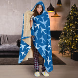 Airplane Pattern In The Sky Hooded Blanket