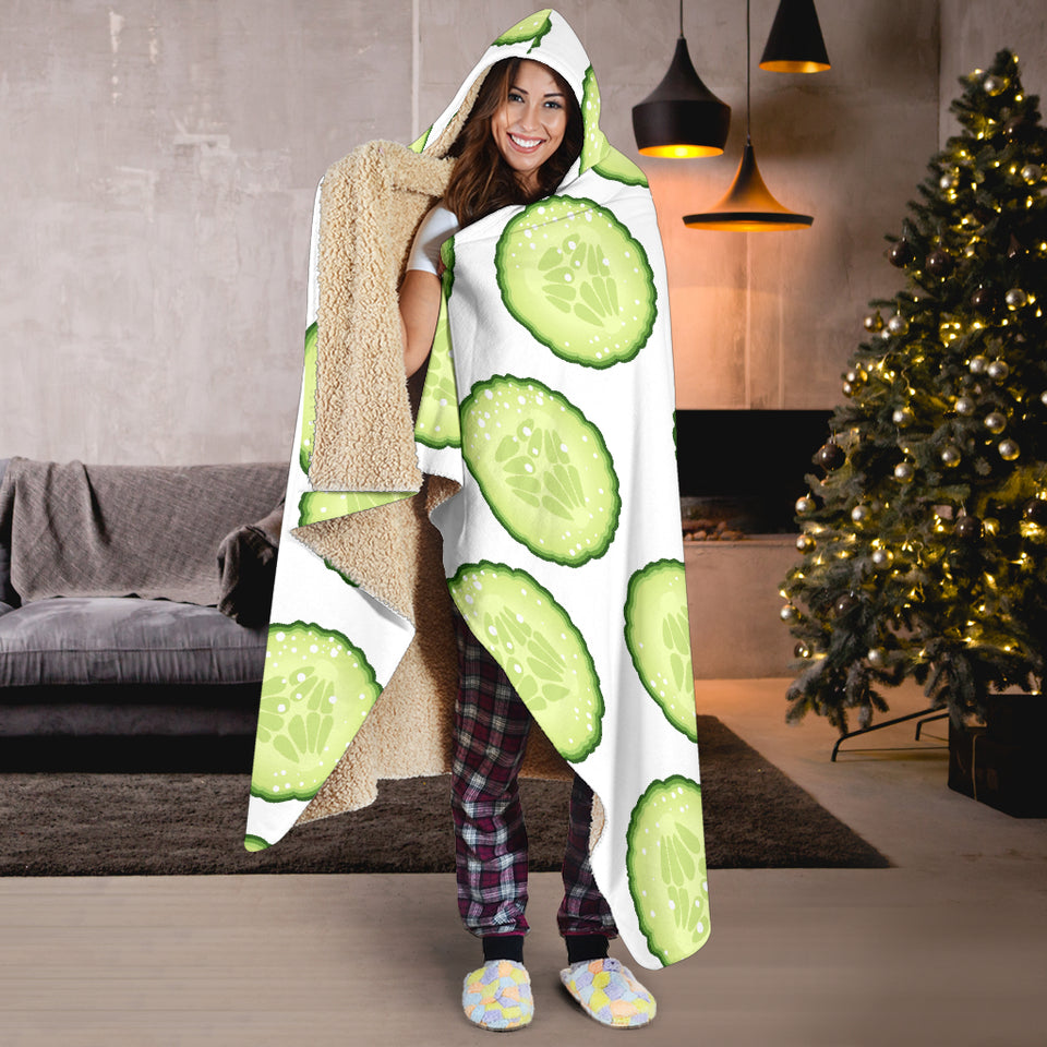 Cucumber Slices Pattern Hooded Blanket