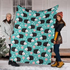 Hedgehog Pattern Print Design 03 Premium Blanket