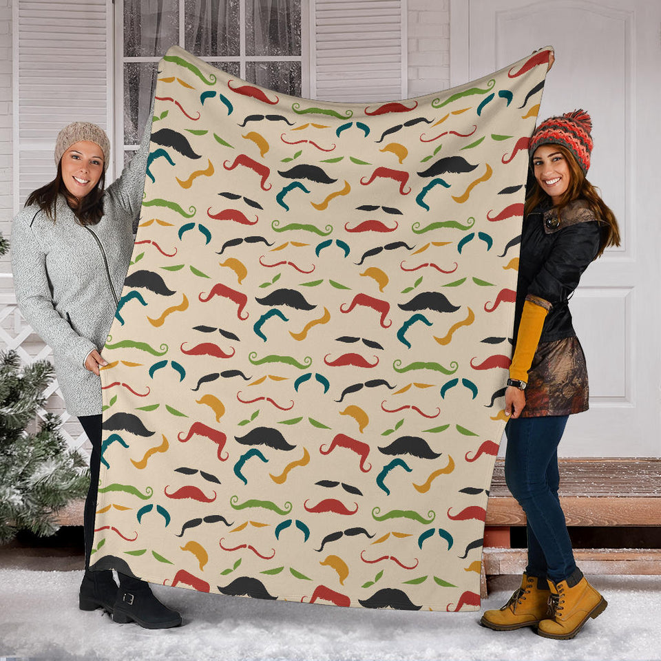 Mustache Beard Pattern Print Design 03 Premium Blanket