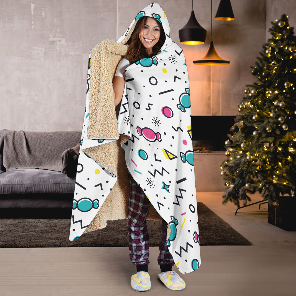 Candy Design Pattern Hooded Blanket