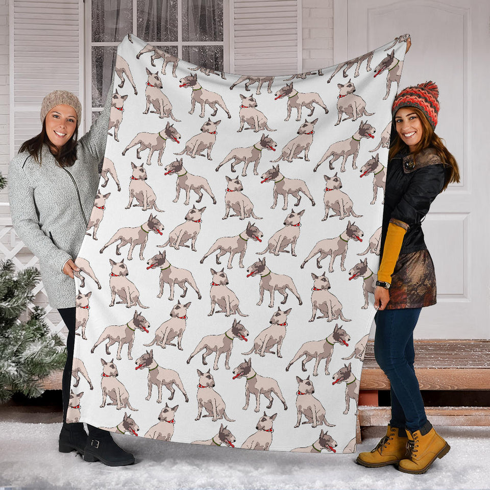 Bull Terrier Pattern Print Design 04 Premium Blanket