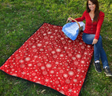Snowflake Pattern Red Background Premium Quilt