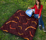 Boomerang Australian Aboriginal Ornament Circle Black Background Premium Quilt