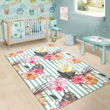 Colorful Orchid Flower Pattern Area Rug