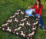 Unicorns Forest Background Premium Quilt