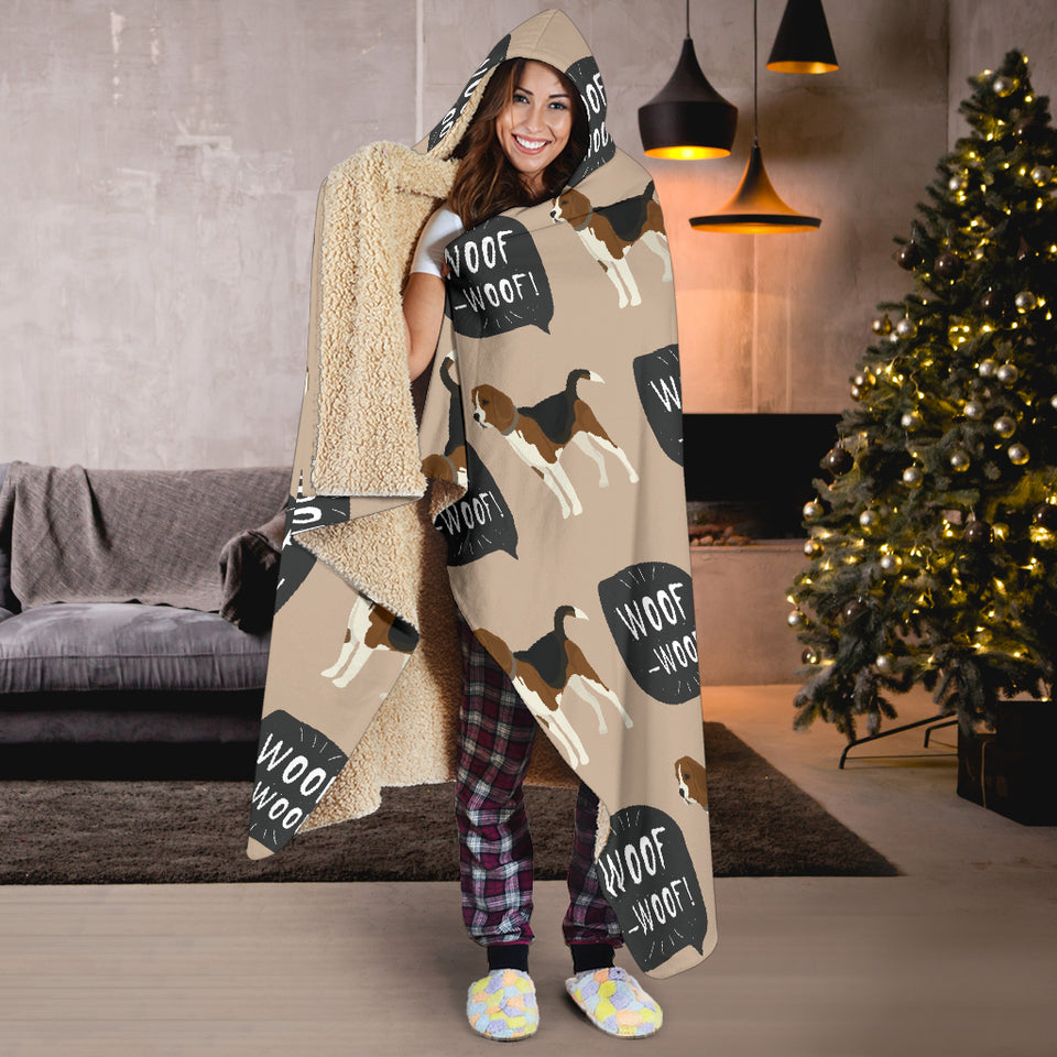Beagle Pattern Hooded Blanket