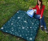 Snowflake Pattern Dark Background Premium Quilt