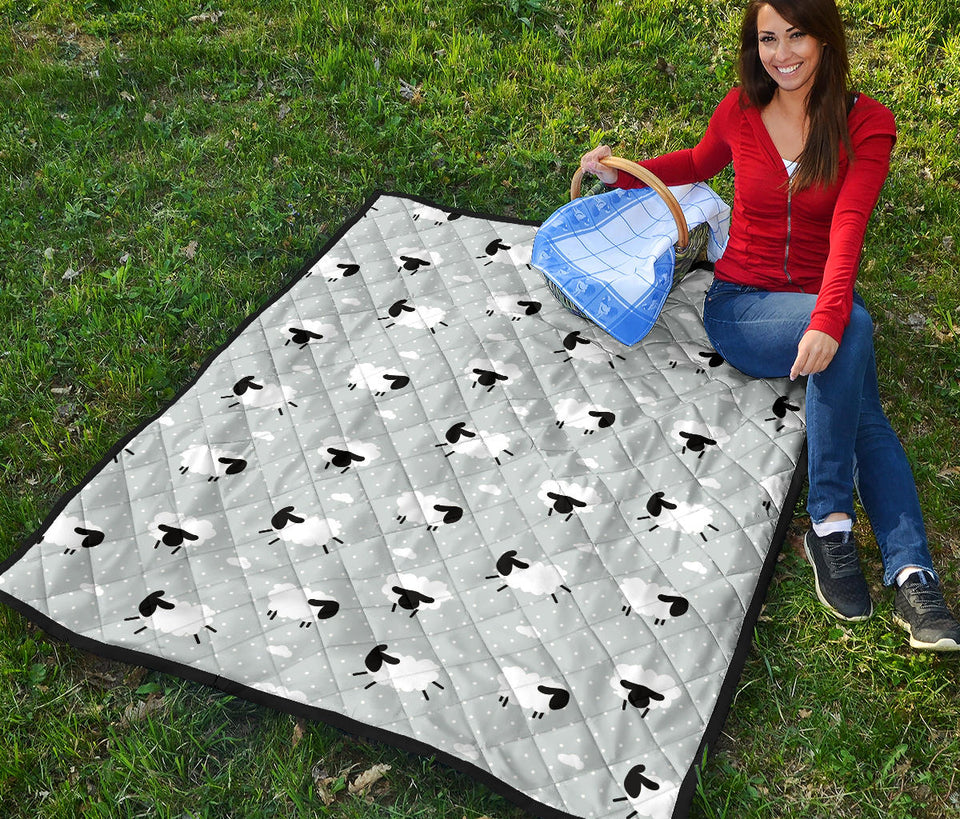 Sheep Polka Dot Cloud Pattern Premium Quilt.