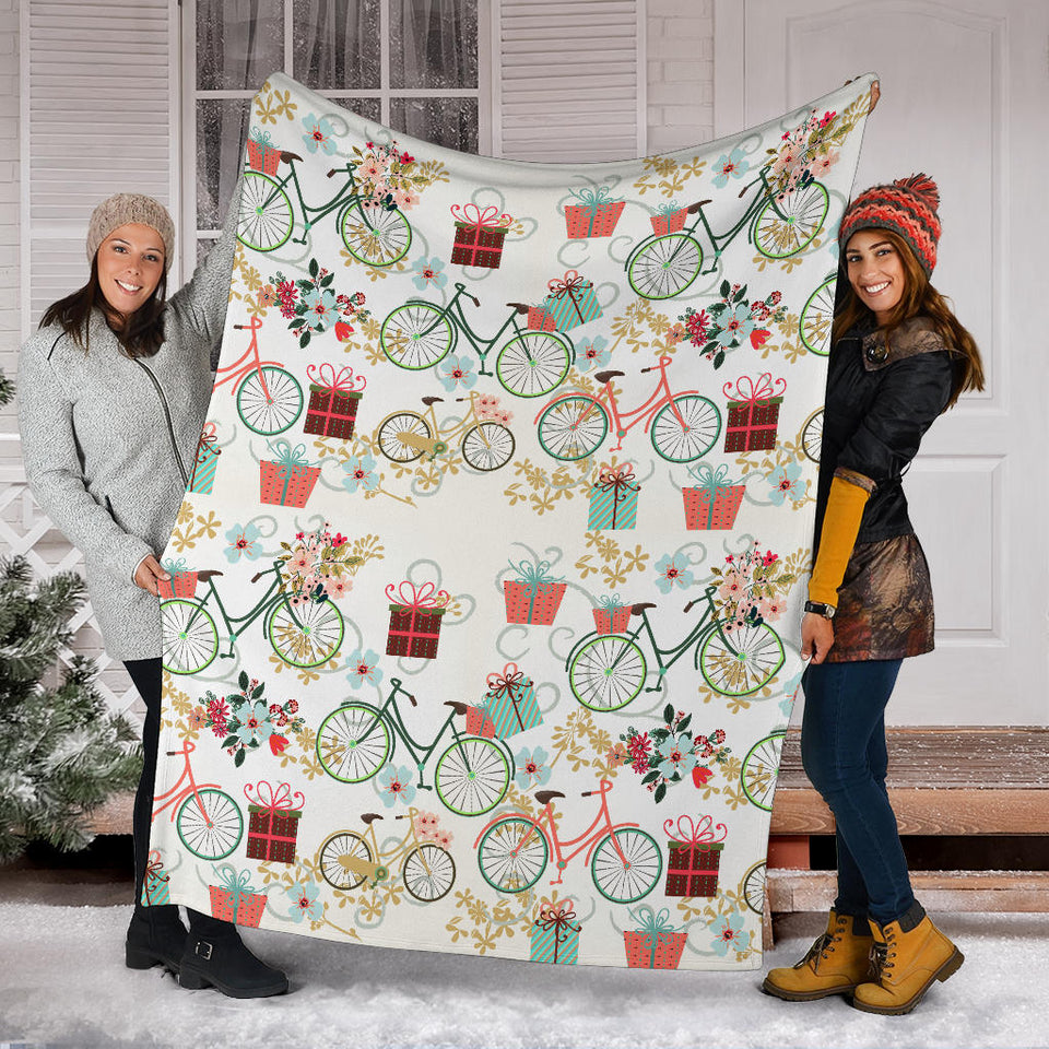 Bicycle Pattern Print Design 05 Premium Blanket