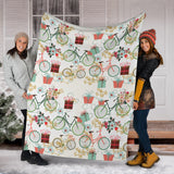 Bicycle Pattern Print Design 05 Premium Blanket