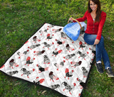 Cool Rooster Chicken Cock Floral Ornament Background Premium Quilt