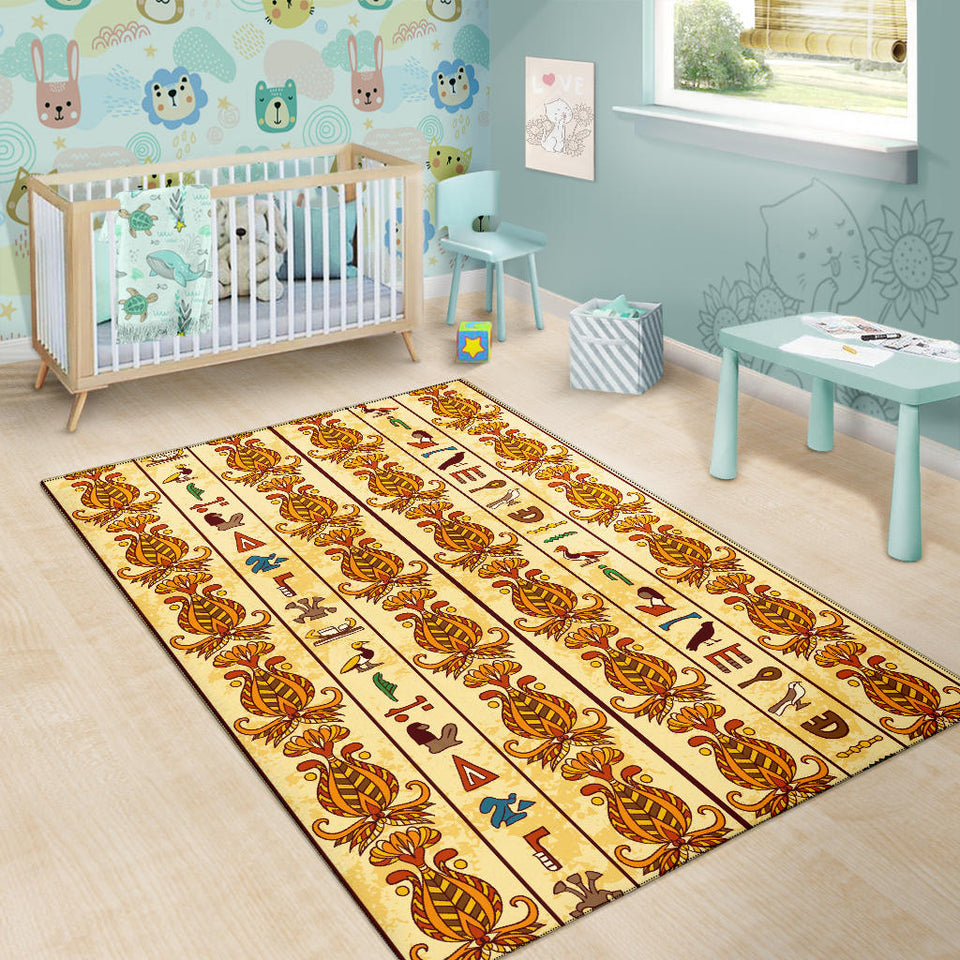 Egypt Hieroglyphics Pattern Print Design 04 Area Rug